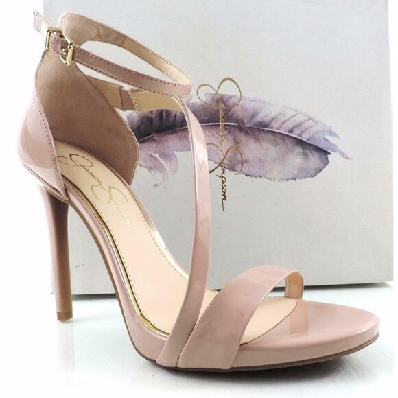 Jessica Simpson Shoes - Jessica Simpson Rayli Ankle Strap Sandal Heels Nude Blush Patent Size 10